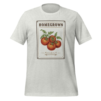 Homegrown Heirloom Seed Packet gardening tee — Ash, front