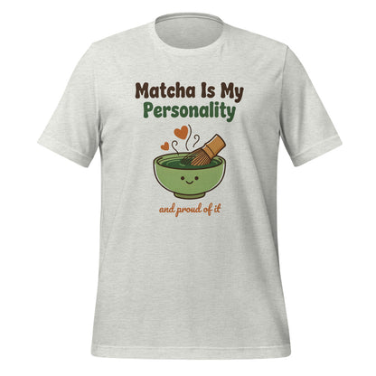 Matcha Is My Personality retro matcha tee — Ash, front