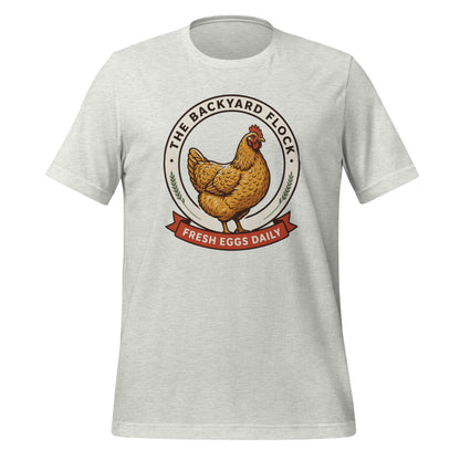 Backyard Flock heritage chicken keeper tee — Ash, front