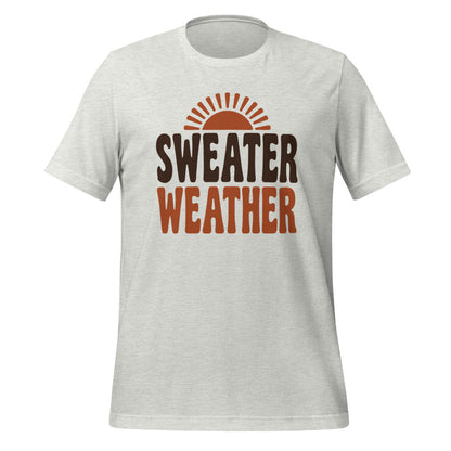 Sweater Weather retro 70s fall t-shirt — Ash, front