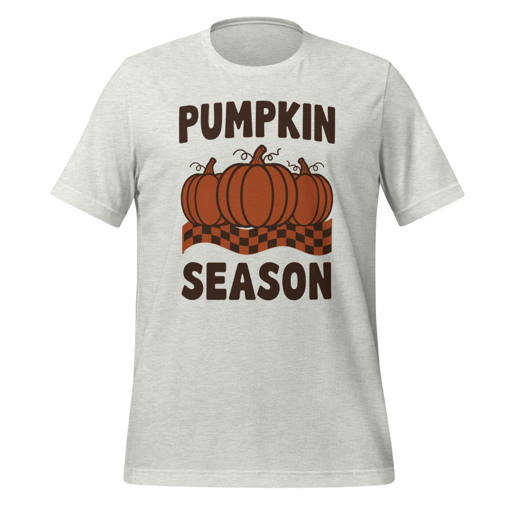 Pumpkin Season retro 70s fall t-shirt — Ash, front