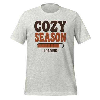 Cozy Season Loading retro 70s fall t-shirt — Ash, front