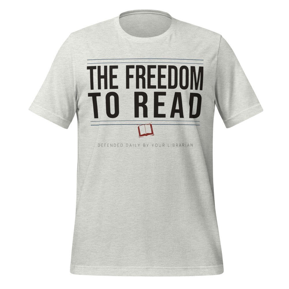 The Freedom to Read school librarian tee — Ash, front