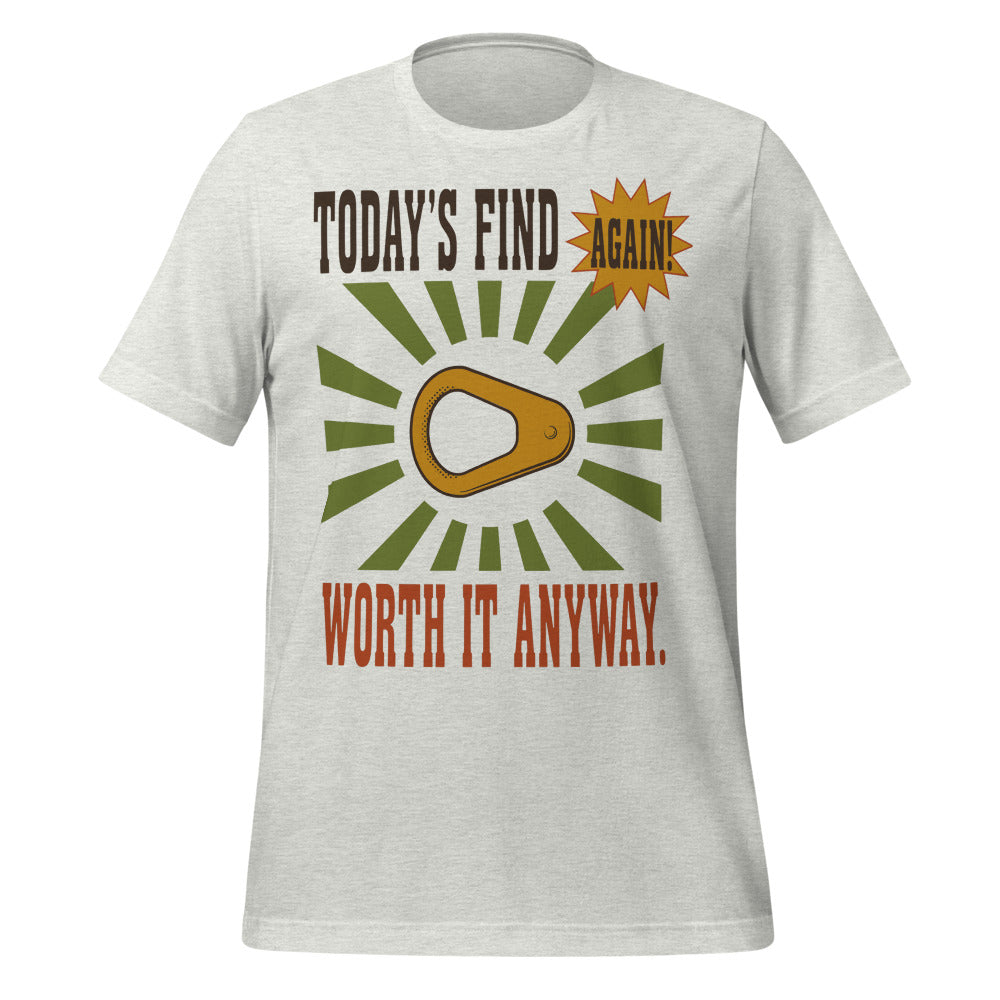 Today's Find pull tab retro metal detecting tee — Ash, front