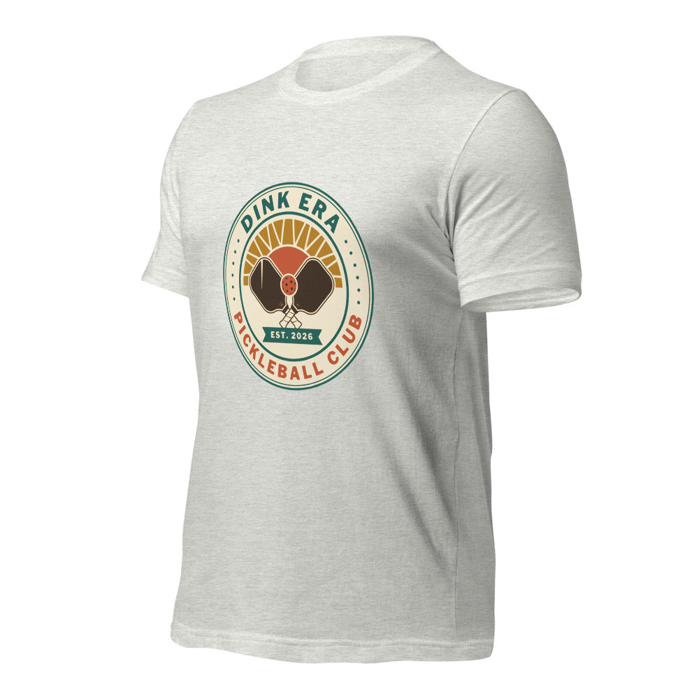 Dink Era Pickleball Club retro tee — Ash, front-right