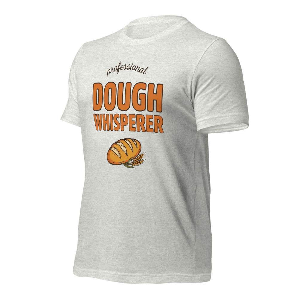Professional Dough Whisperer funny baker tee — Ash, front-right
