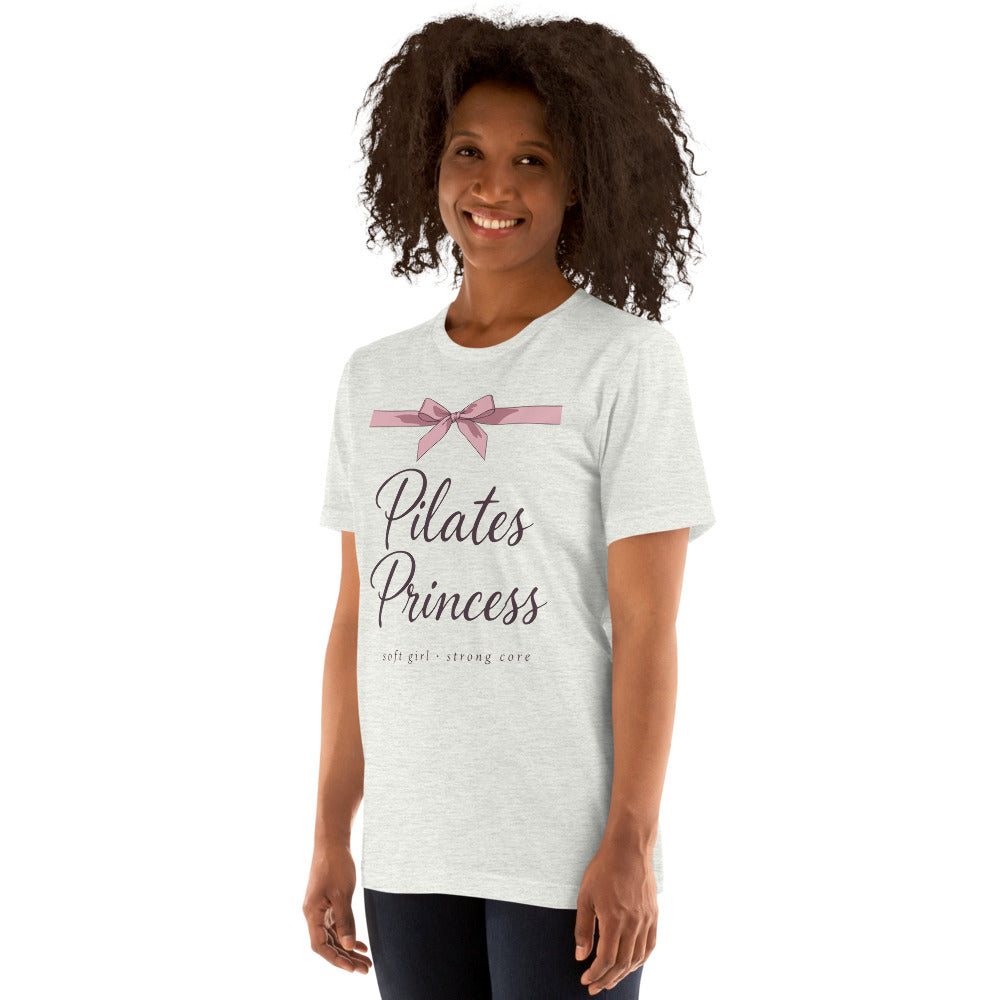 Pilates Princess coquette bow tee — Ash, on model