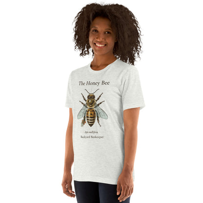 The Honey Bee Apis mellifera anatomical tee — Ash, on model