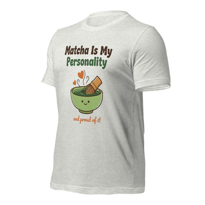 Matcha Is My Personality retro matcha tee — Ash, front-right
