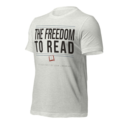 The Freedom to Read school librarian tee — Ash, front-right