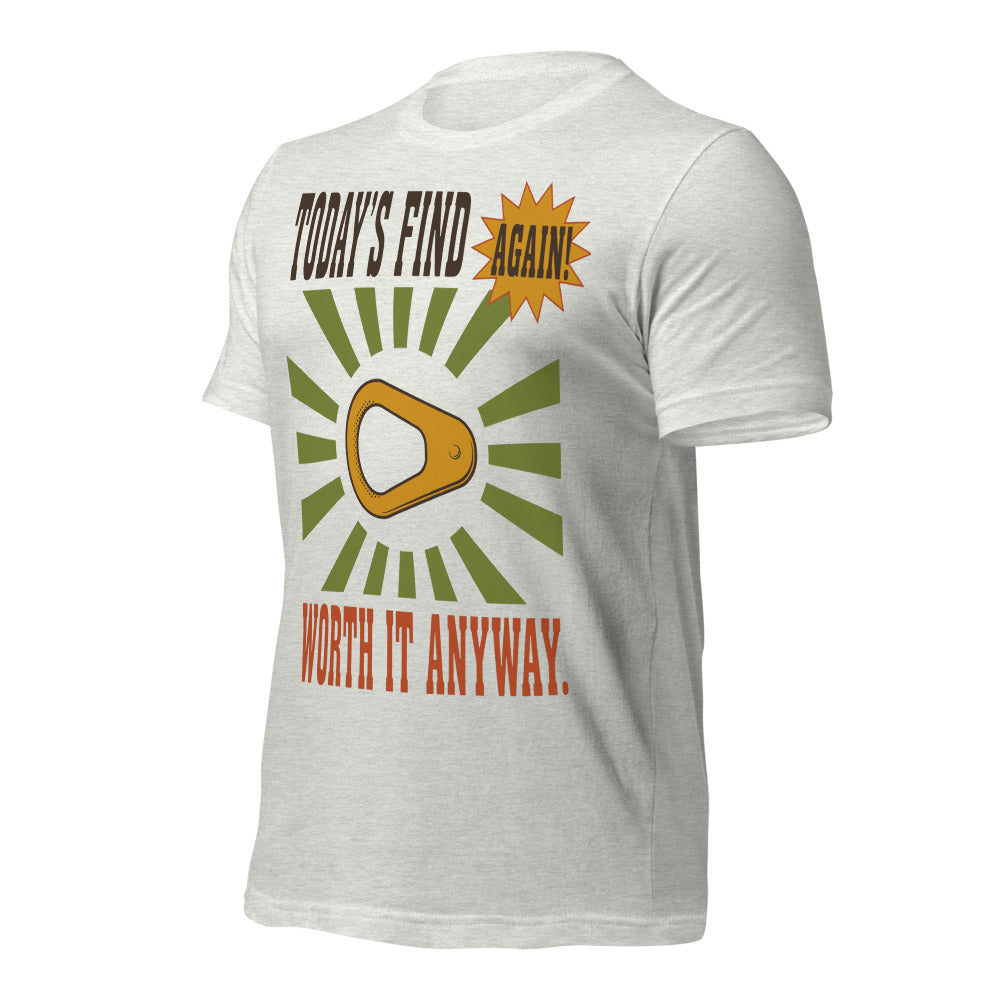 Today's Find pull tab retro metal detecting tee — Ash, front-right