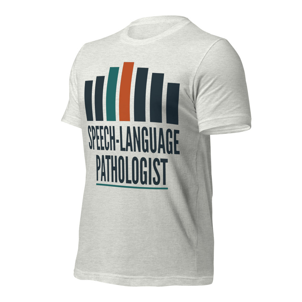 Mid-Century Clinic speech therapy tee — Ash, front-right