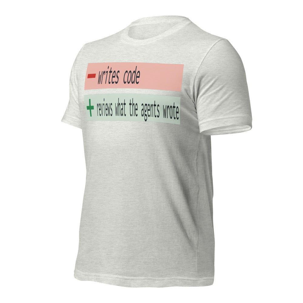 The Diff agentic AI engineer tee — Ash, front-right