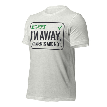 Auto-Reply agentic AI engineer tee — Ash, front-right