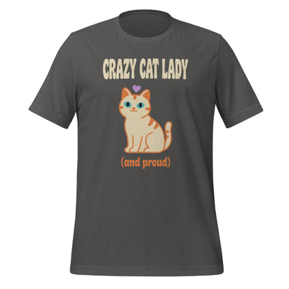 Crazy Cat Lady and Proud retro Y2K tee — Asphalt, front