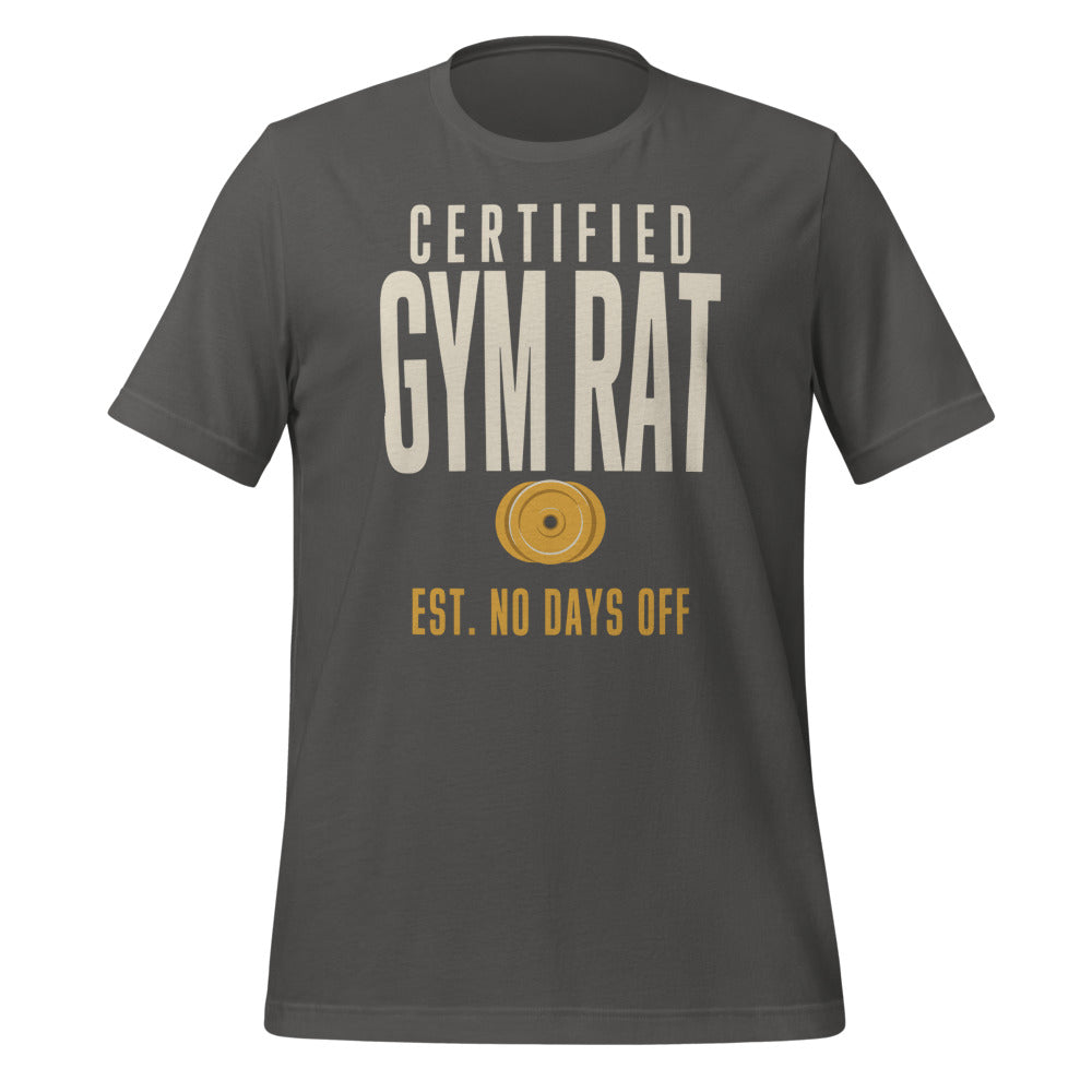 Certified Gym Rat vintage athletic tee — Asphalt, front