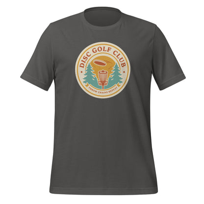 Disc Golf Club retro badge tee — Asphalt, front