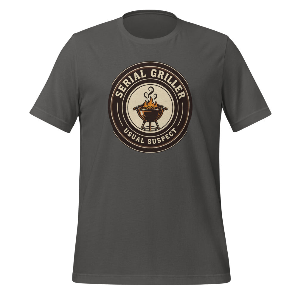 Serial Griller funny BBQ tee — Asphalt, front