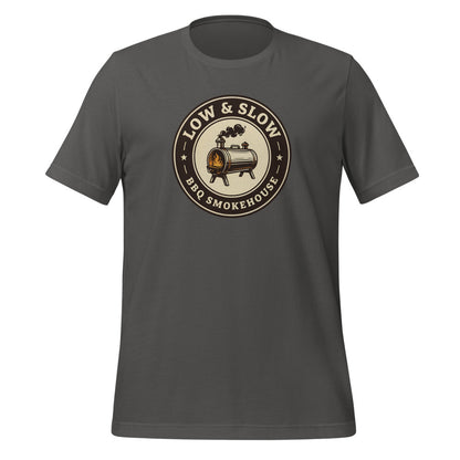 Low & Slow BBQ smoker tee — Asphalt, front