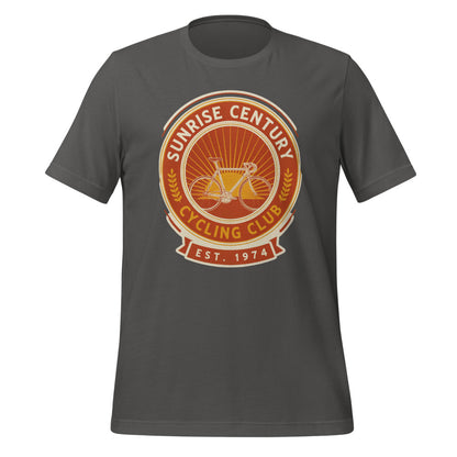 Sunrise Century C.C. retro cycling club badge t-shirt — Asphalt, front