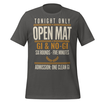Open Mat Tonight Brazilian jiu jitsu t-shirt — Asphalt, front