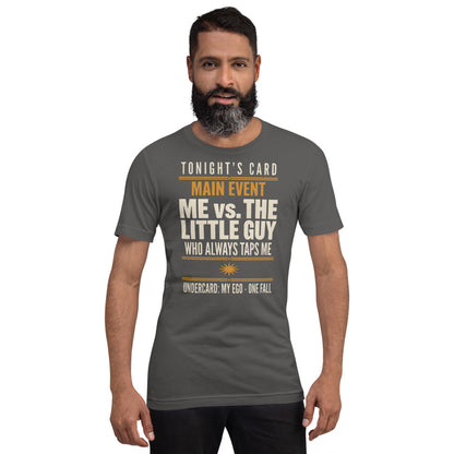 Tonight's Card funny Brazilian jiu jitsu t-shirt — Asphalt, on model