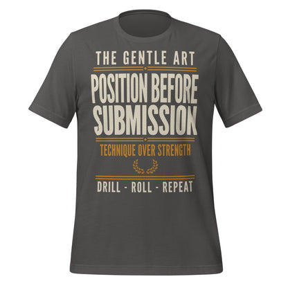 Position Before Submission Brazilian jiu jitsu t-shirt — Asphalt, front