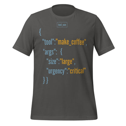 Tool Call Make Coffee AI engineer tee — Asphalt, front