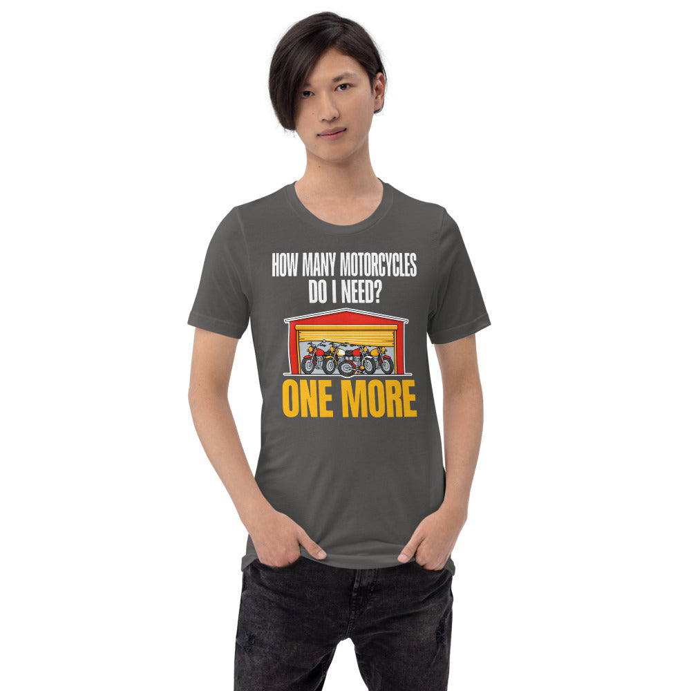 One More funny motorcycle tee — Asphalt, on model