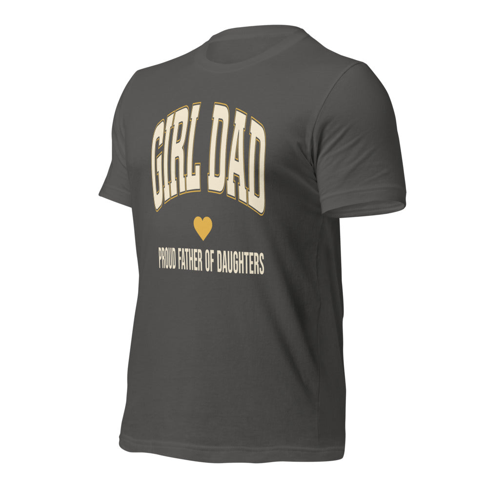Girl Dad retro varsity tee — Asphalt, front-right