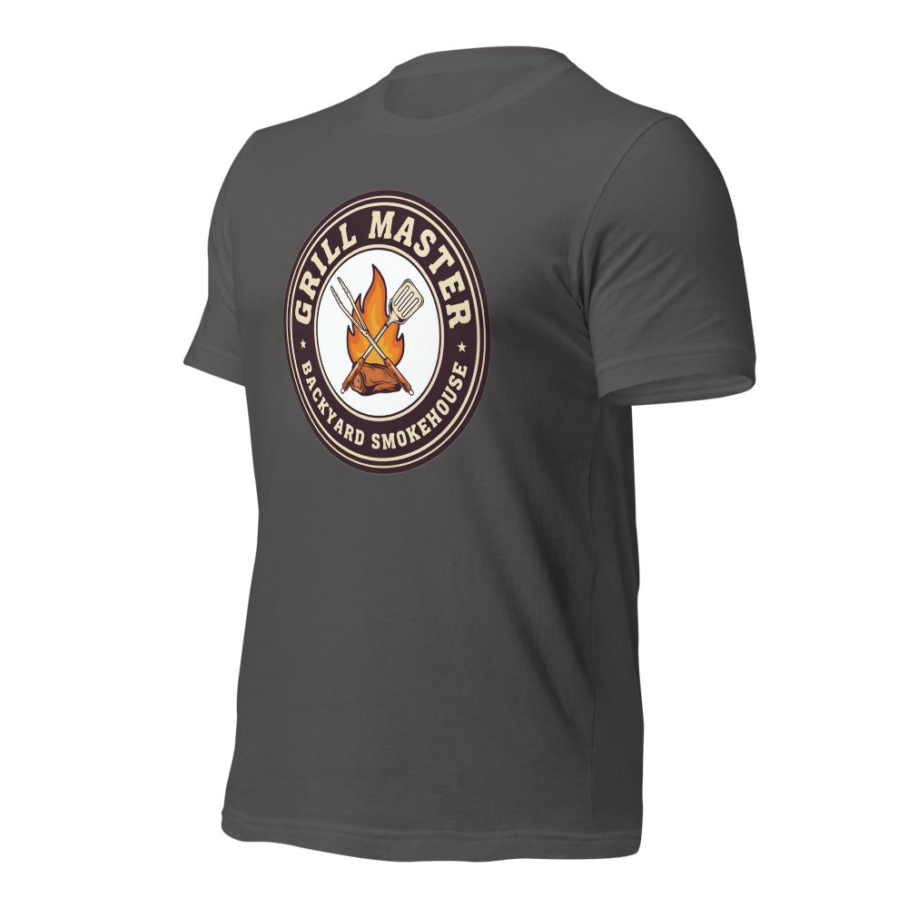 Grill Master retro backyard smokehouse tee — Asphalt, front-right