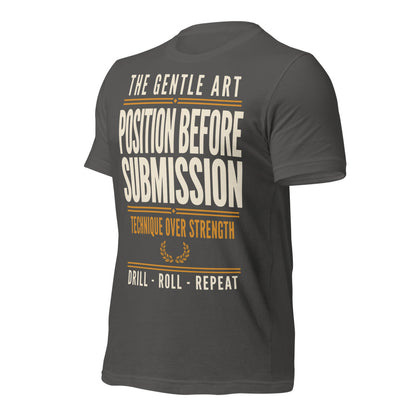 Position Before Submission Brazilian jiu jitsu t-shirt — Asphalt, front-right