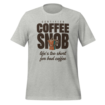 Certified Coffee Snob coffee tee — Athletic Heather, front