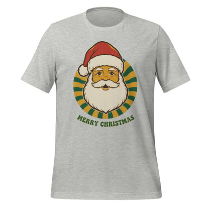 Groovy Santa retro Christmas tee — Athletic Heather, front