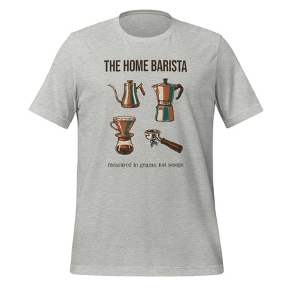 The Home Barista specialty coffee tee — Athletic Heather, front
