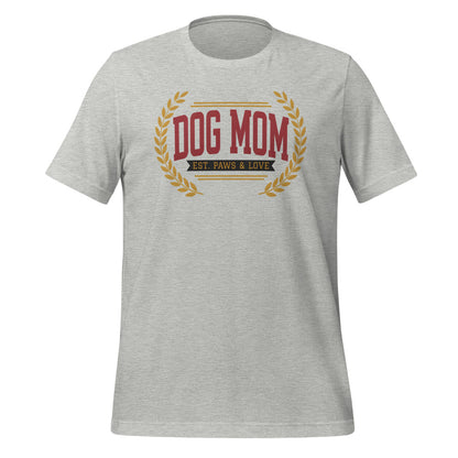 Dog Mom vintage varsity wordmark tee — Athletic Heather, front