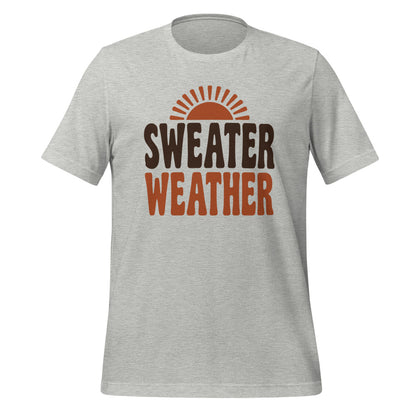 Sweater Weather retro 70s fall t-shirt — Athletic Heather, front