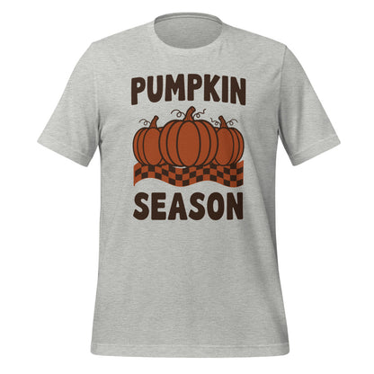 Pumpkin Season retro 70s fall t-shirt — Athletic Heather, front