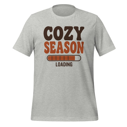 Cozy Season Loading retro 70s fall t-shirt — Athletic Heather, front