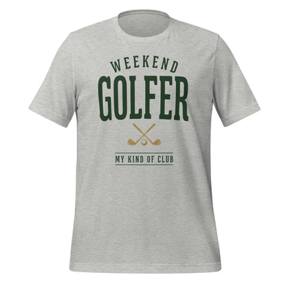 Weekend Golfer vintage golf wordmark tee — Athletic Heather, front