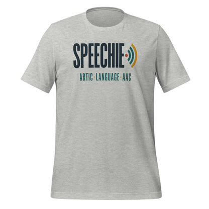 Speechie Wordmark speech therapy tee — Athletic Heather, front