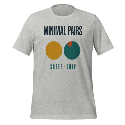 Minimal Pairs speech therapy tee — Athletic Heather, front