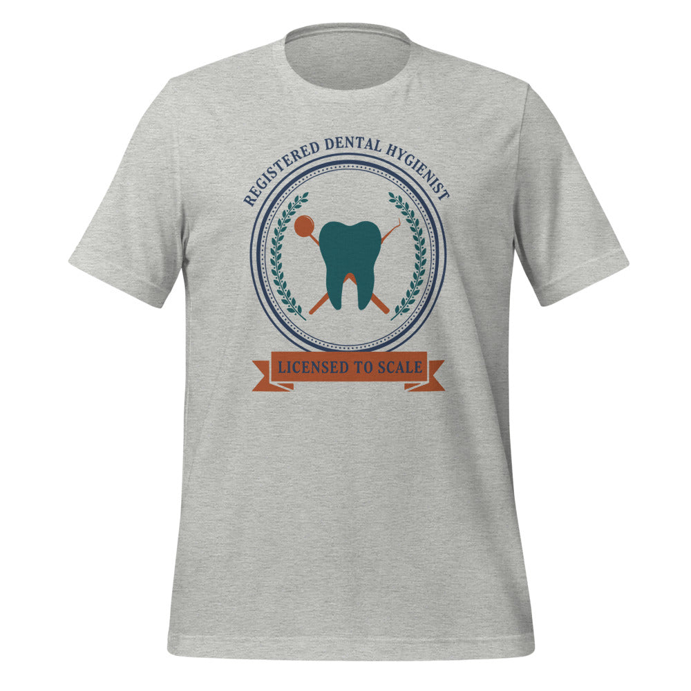 Licensed to Scale registered dental hygienist tee — Athletic Heather, front