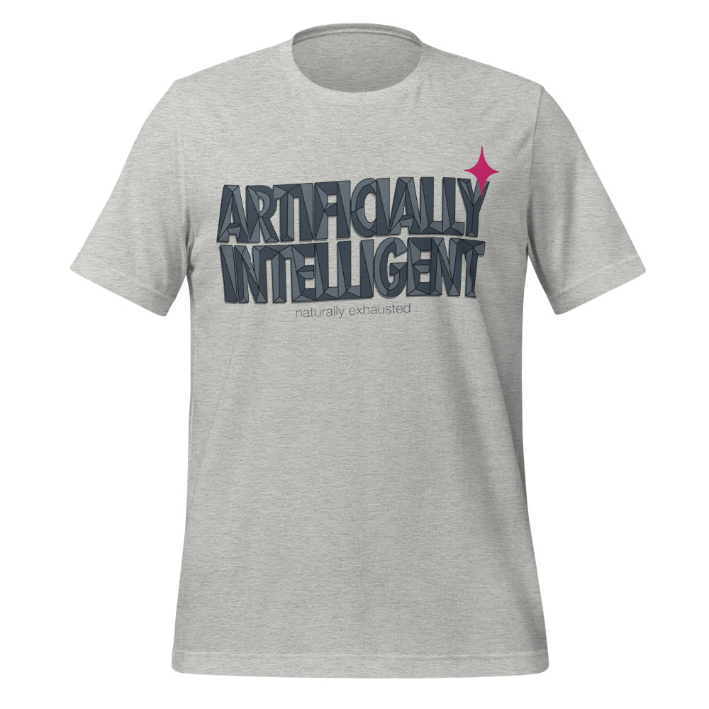 Artificially Intelligent funny AI t-shirt — Athletic Heather, front