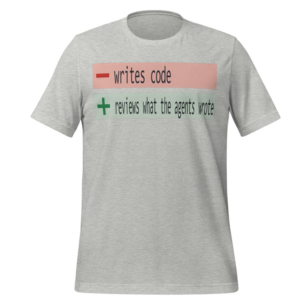 The Diff agentic AI engineer tee — Athletic Heather, front