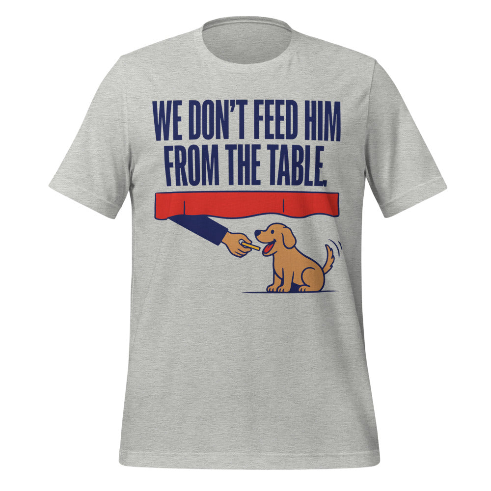 From The Table funny dog dad tee — Athletic Heather, front