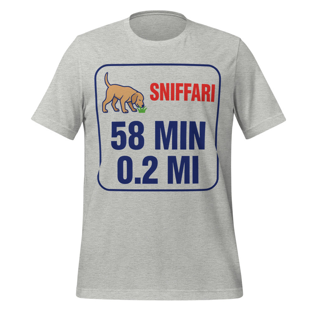 Sniff Walk Recap funny dog dad tee — Athletic Heather, front