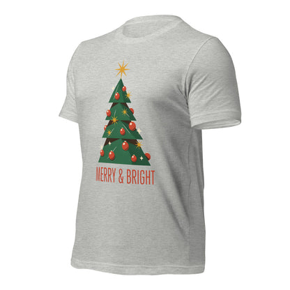 Atomic mid-century retro Christmas tree tee — Athletic Heather, front-right