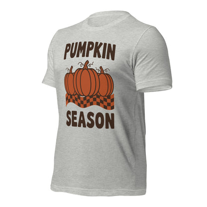 Pumpkin Season retro 70s fall t-shirt — Athletic Heather, front-right