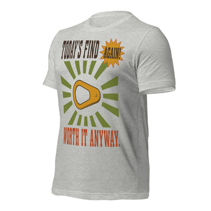 Today's Find pull tab retro metal detecting tee — Athletic Heather, front-right